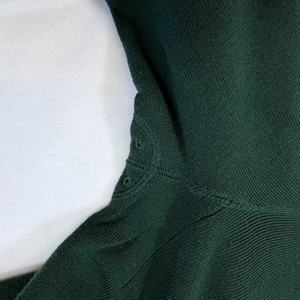Polo Ralph Lauren Mens Large 100% Merino Wool 2 Way Full Zip Sweater Dark Green
